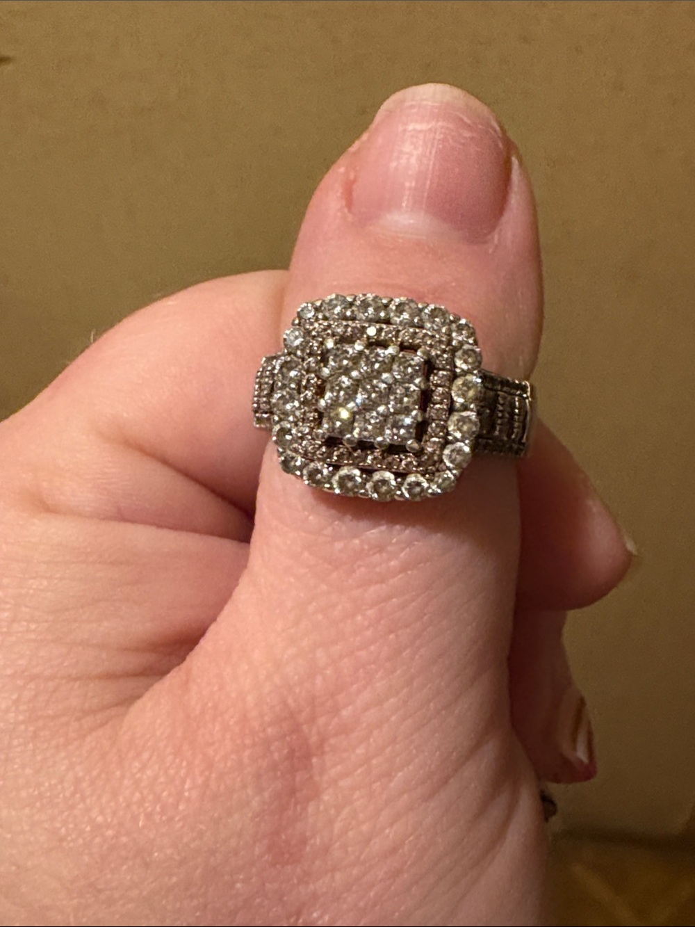 JTV Sterling Silver Rose Gold Double Halo Cluster Ring with Lab Diamonds - Picture 6 of 7